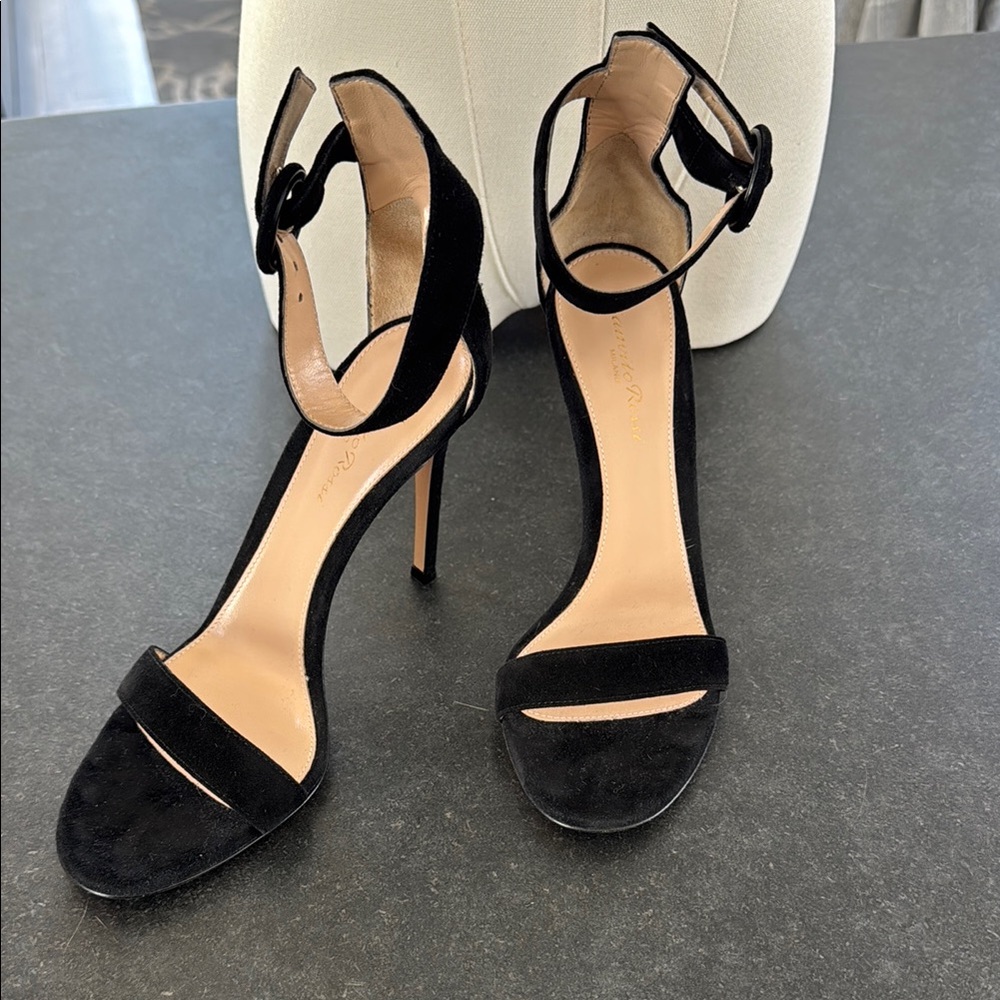 Gianvanito Rossi Elegant Black Ankle Strap Heels